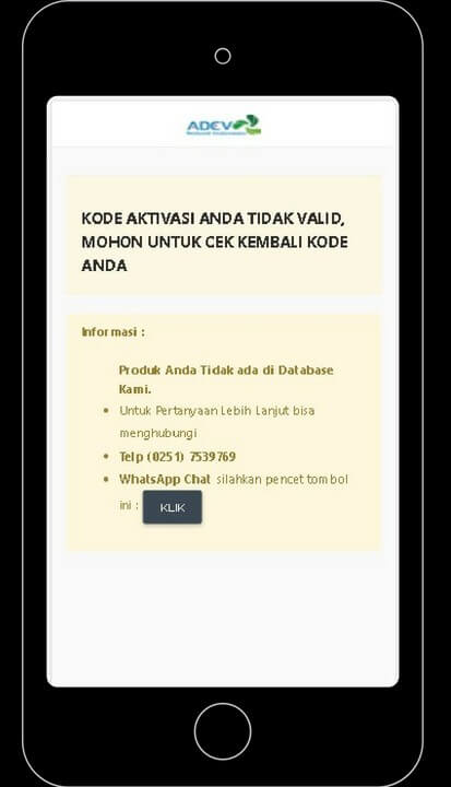 hasil validasi bahwa produk bukan buatan adev natural indonesia (palsu) via komputer