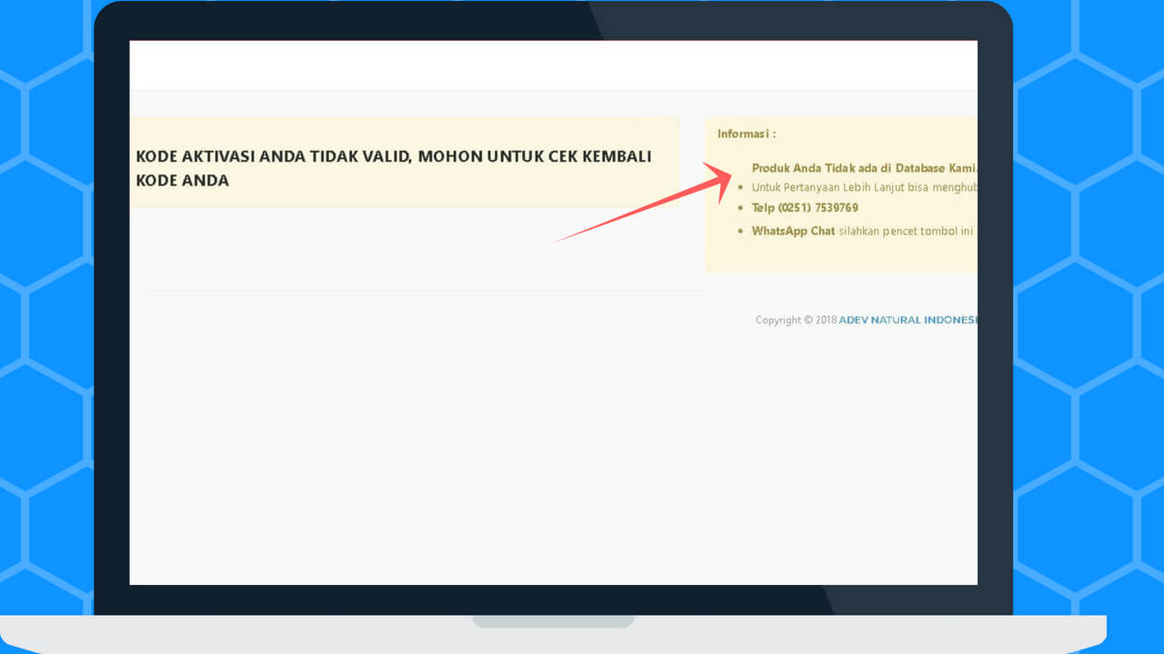 hasil validasi bahwa produk bukan buatan adev natural indonesia (palsu) via komputer
